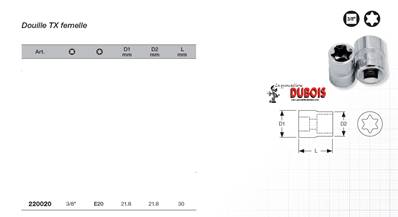 Douille TX 3/8" E20