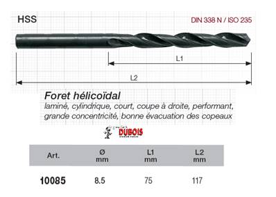 Forets HSS DIN 338-N 8.5 mm
