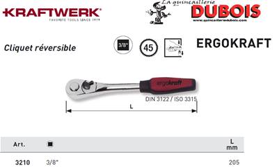 Cliquet réversible 3/8" ergokraft p.o.