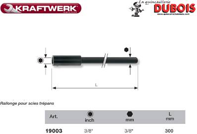 Rallonge pour scies trépans 300 mm