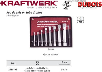 Jeu de 9 clés en tube droite 6-22 mm