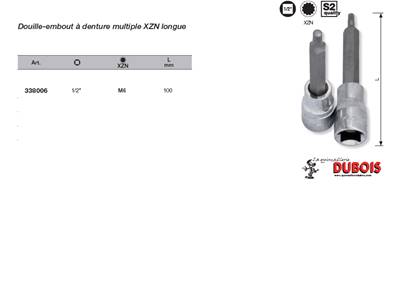 Douille-emb. 1/2" dent. mult. M6 100 mm