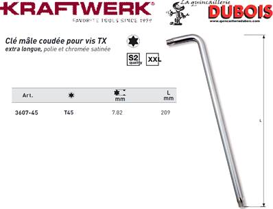 Clé coudée polie TX T45