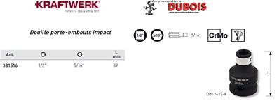Douille porte-embouts impact 1/2x 5/16"