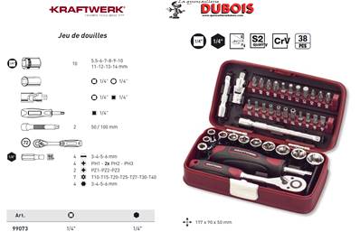 Jeu de douilles 38 p. 1/4" promotion